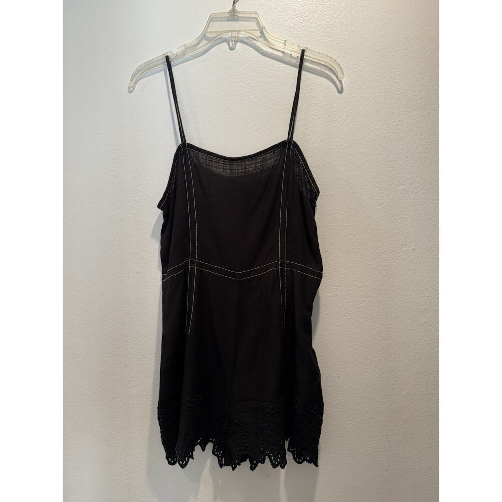 Zara Romper Size Small Black White Stitch Short Eyelet Coastal Playsuit Vacation